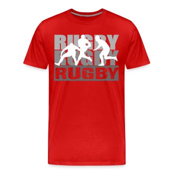 Rugby - Men's Premium Organic T-Shirt - red - Front - Damien (186cm)