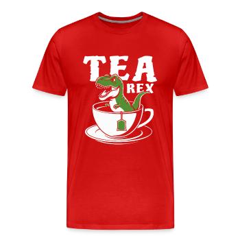 Tea Rex - Ein T-Rex in der T-Rex - Wortspiel - Männer Premium Bio T-Shirt - Rot - Vorne - Damien (186cm)