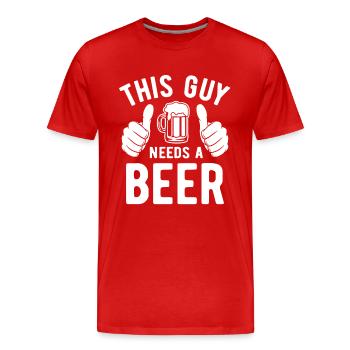 Ce gars a besoin d’une bière - Biertrinker - Spruch - T-shirt bio Premium Homme - rouge - Devant - Damien (186cm)