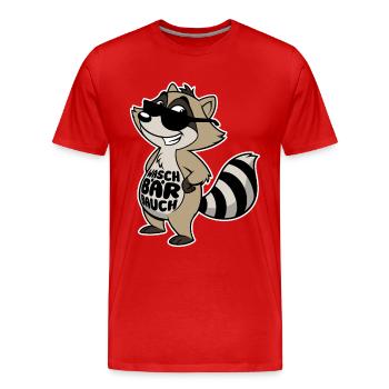 Waschbär Bauch - Waschbrett Bauch Sport Geschenk - Männer Premium Bio T-Shirt - Rot - Vorne - Damien (186cm)