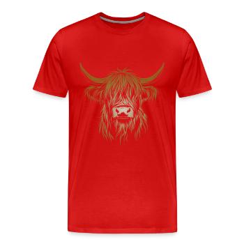 Schottisches Hochlandrind - Kuh - Geschenk - Männer Premium Bio T-Shirt - Rot - Vorne - Damien (186cm)