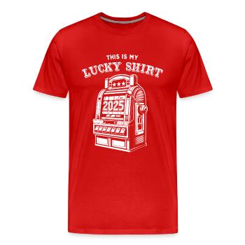 C’est mon Lucky Shirt - Slotmachine 2025 - Spruch - T-shirt bio Premium Homme - rouge - Devant - Damien (186cm)
