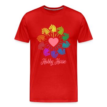 Cheval de loisir - Cheval de loisir - Equitation - Arc-en-ciel - T-shirt bio Premium Homme - rouge - Devant - Damien (186cm)