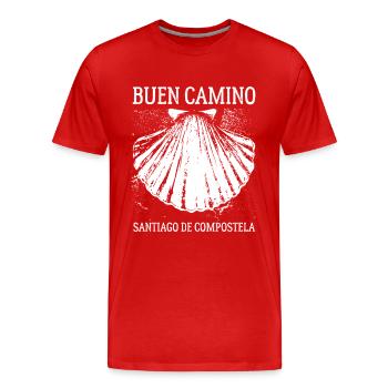 Buen Camino, Jakobsmuschel, Santiago de Compostela - Männer Premium Bio T-Shirt - Rot - Vorne - Damien (186cm)