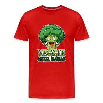 Veggie Metal Maniac - Musique Vegan - Dicton - T-shirt bio Premium Homme - rouge - Devant - Damien (186cm)