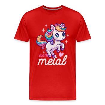 Licorne Death Metal - Heavy Metal - Spruch - T-shirt bio Premium Homme - rouge - Devant - Damien (186cm)
