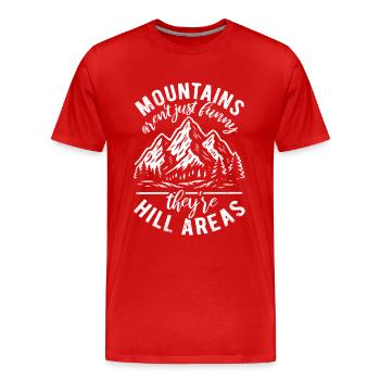 Les montagnes sont des zones de collines - jeu de mots hilarant - T-shirt bio Premium Homme - rouge - Devant - Damien (186cm)
