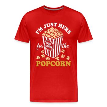 Je suis juste ici pour le pop-corn - croustillant et délicieux - T-shirt bio Premium Homme - rouge - Devant - Damien (186cm)