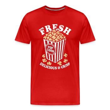 Popcorn frais - croustillant, délicieux - Cadeau - T-shirt bio Premium Homme - rouge - Devant - Damien (186cm)