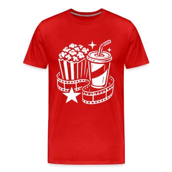 Popcorn & Cola - Kino - Blockbuster - Geschenk - Männer Premium Bio T-Shirt - Rot - Vorne - Damien (186cm)