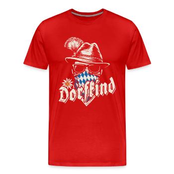 Grantler - Dorfkind, Festzelt, Bier und Gaudi - Männer Premium Bio T-Shirt - Rot - Vorne - Damien (186cm)