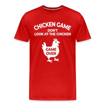 Huhn Cartoon - Chicken game - Männer Premium Bio T-Shirt - Rot - Vorne - Damien (186cm)
