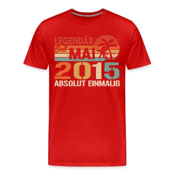 Légendaire depuis mai 2015 - Anniversaire en mai 2015 - T-shirt bio Premium Homme - rouge - Devant - Damien (186cm)