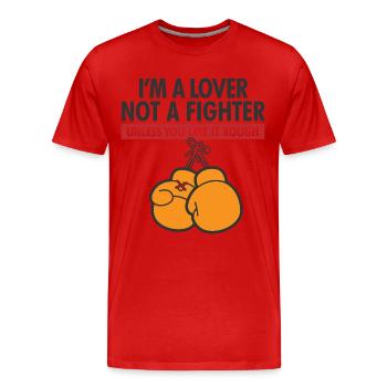 Ich bin ein Liebhaber, kein Kämpfer! - Männer Premium Bio T-Shirt - Rot - Vorne - Damien (186cm)