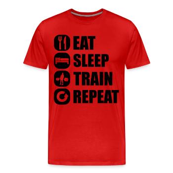 eat_sleep_train_repeat_9_1f - T-shirt bio Premium Homme - rouge - Devant - Damien (186cm)