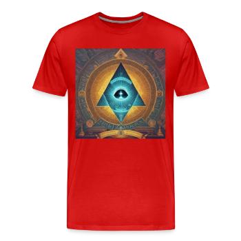 Visualize - Men's Premium Organic T-Shirt - red - Front - Damien (186cm)