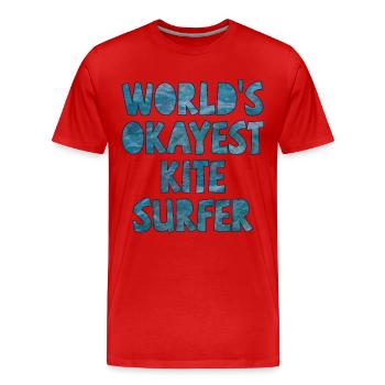 World's Okayest Kite Surfer Dark Blue - Men's Premium Organic T-Shirt - red - Front - Damien (186cm)