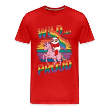 Panda reitet Einhorn LGBTQ Regenbogen Fahne - Männer Premium Bio T-Shirt - Rot - Vorne - Damien (186cm)