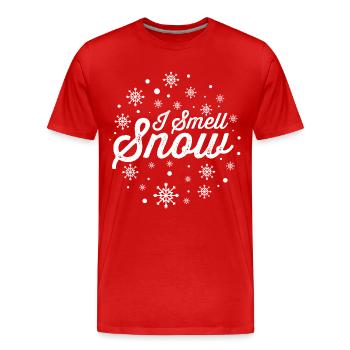 Ich rieche Schnee Lustige Urlaub Schneeflocken Weihnachten Geschenk - Männer Premium Bio T-Shirt - Rot - Vorne - Damien (186cm)