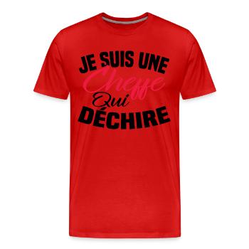 Je suis un cheffe qui déchire - T-shirt bio Premium Homme - rouge - Devant - Damien (186cm)