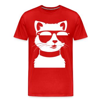 Furet portant des lunettes de soleil Cool Ferrets - T-shirt bio Premium Homme - rouge - Devant - Damien (186cm)
