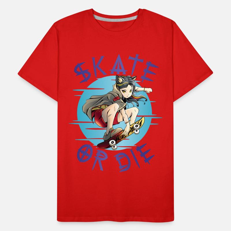 Skate oder stirb Skateboarder Anime Mädchen Männer Premium Bio T-Shirt