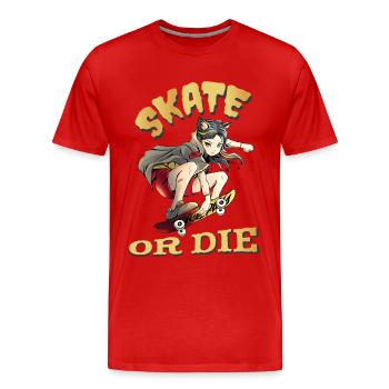 Skate oder stirb Skateboarder Anime Mädchen - Männer Premium Bio T-Shirt - Rot - Vorne - Damien (186cm)