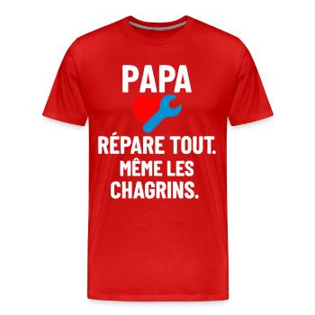 Papa répare tout même les chagrins fête des pères - T-shirt bio Premium Homme - rouge - Devant - Damien (186cm)