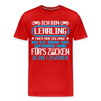 LEHRLING - Gamer - Männer Premium Bio T-Shirt - Rot - Vorne - Damien (186cm)