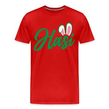 Hasi - süße Häschenohren | Farben änderbar - Männer Premium Bio T-Shirt - Rot - Vorne - Damien (186cm)