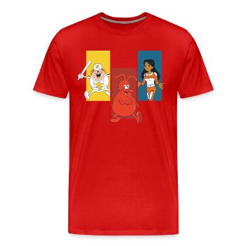 Hello Maestro with Police Jumbo, Globus and PSI - Men's Premium Organic T-Shirt - red - Front - Damien (186cm)