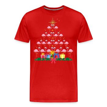 Flamant rose Noël. Cadeau de Noël - T-shirt bio Premium Homme - rouge - Devant - Damien (186cm)