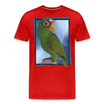 Perroquet à front blanc - T-shirt bio Premium Homme - rouge - Devant - Damien (186cm)