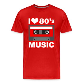 i love 80s music - Männer Premium Bio T-Shirt - Rot - Vorne - Damien (186cm)