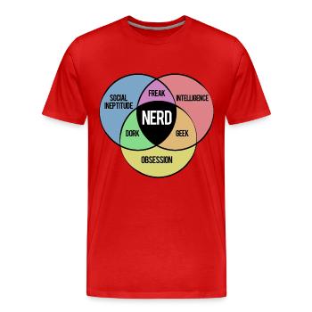 NERD SHIRT - T-shirt bio Premium Homme - rouge - Devant - Damien (186cm)