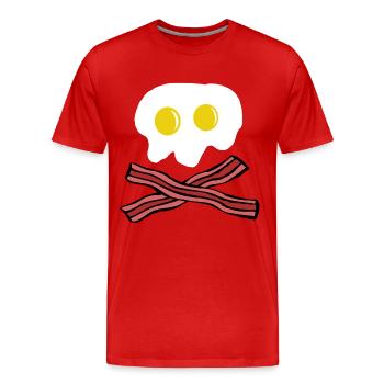 Eier und Speck Totenkopf - Männer Premium Bio T-Shirt - Rot - Vorne - Damien (186cm)