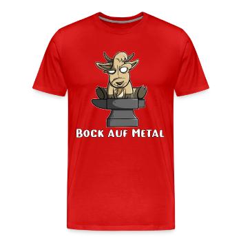 Bock auf Metal - Heavy Metal Fun Motiv Ziegenbock - Männer Premium Bio T-Shirt - Rot - Vorne - Damien (186cm)