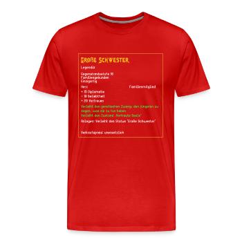 Legendäre große Schwester Familie Seele Legendär - Männer Premium Bio T-Shirt - Rot - Vorne - Damien (186cm)