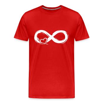 Symbole d'amour infini avec coeur - T-shirt bio Premium Homme - rouge - Devant - Damien (186cm)