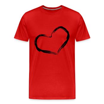 Heart design brush black - Men's Premium Organic T-Shirt - red - Front - Damien (186cm)