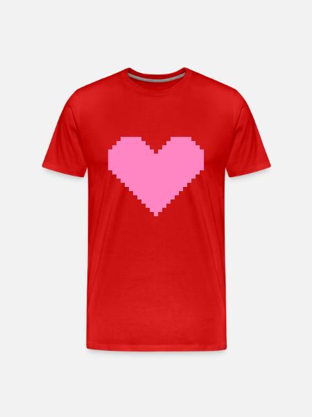 Heart pixel pink - Men's Premium Organic T-Shirt - red