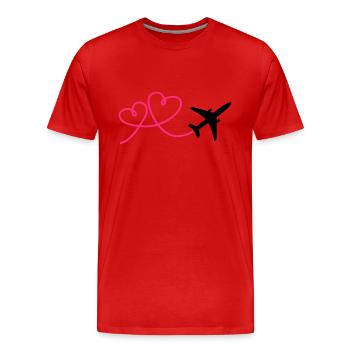 Avion avion avec coeur - T-shirt bio Premium Homme - rouge - Devant - Damien (186cm)