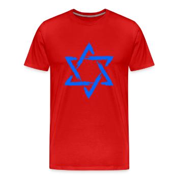 Star of David icon blue star - Men's Premium Organic T-Shirt - red - Front - Damien (186cm)