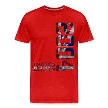 ÉDITION LIMITÉE ANGLETERRE 2004 22E ANNIVERSAIRE AU ROYAUME-UNI - T-shirt bio Premium Homme - rouge - Devant - Damien (186cm)