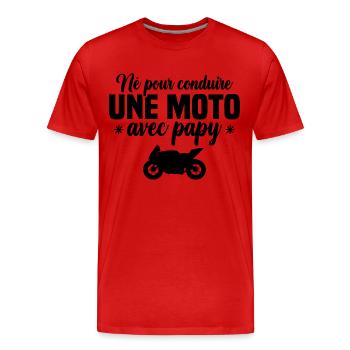 Né pour conduire une moto avec papy - T-shirt bio Premium Homme - rouge - Devant - Damien (186cm)