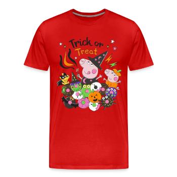 Peppa Pig Design Trick Or Treat Halloween - Männer Premium Bio T-Shirt - Rot - Vorne - Damien (186cm)