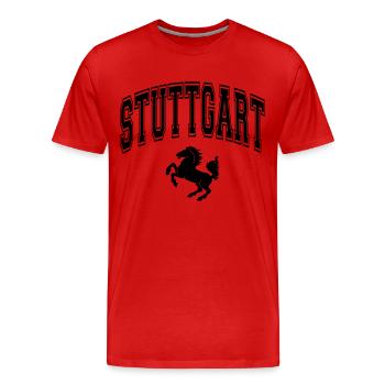 Stuttgart - Männer Premium Bio T-Shirt - Rot - Vorne - Damien (186cm)