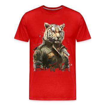 Tiger - Military - Men's Premium Organic T-Shirt - red - Front - Damien (186cm)
