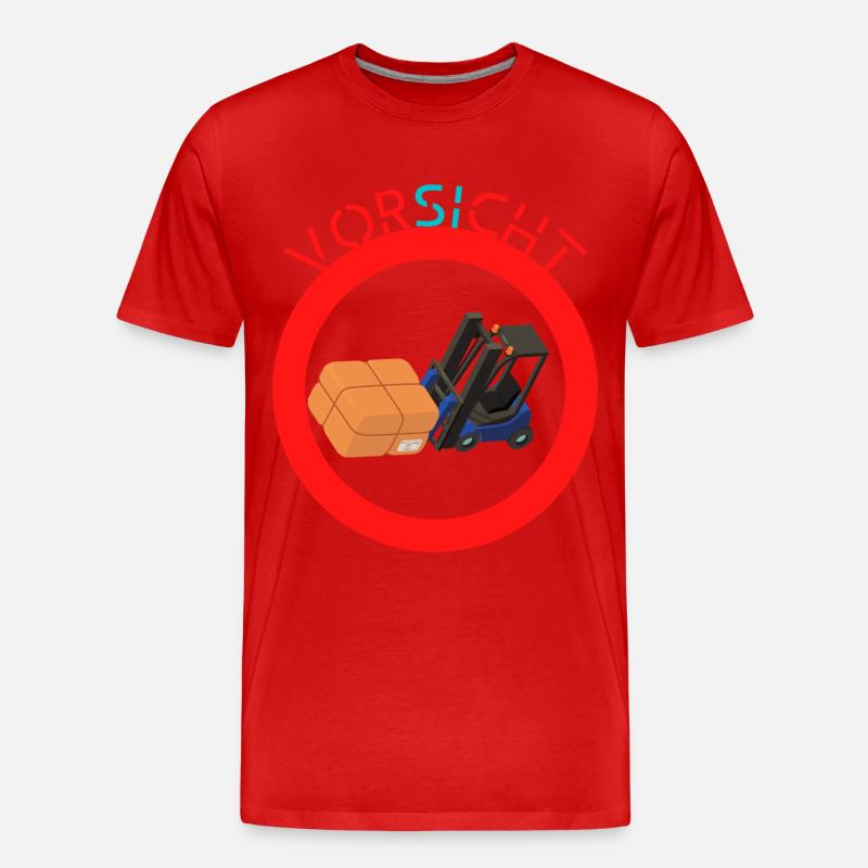 Vorsicht Gabelstapler - Männer Premium Bio T-Shirt - Rot