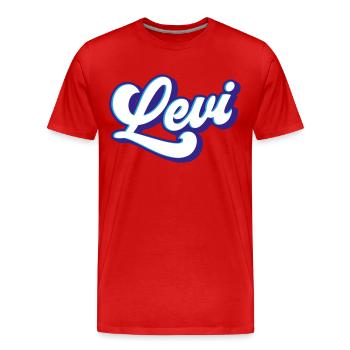 Lévi | Couleurs changeantes - T-shirt bio Premium Homme - rouge - Devant - Damien (186cm)